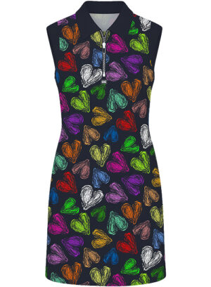 Black Funky Hearts Sleeveless Dress