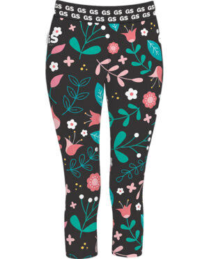 Black Floral - 3\4 Tights