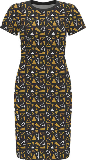 Abstract Gold and White Triangle Dress